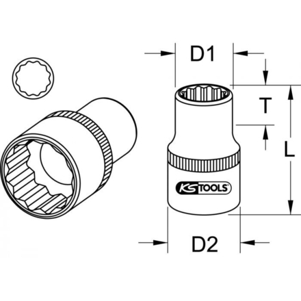 Douille 12 pans 3/8’’, 9/32
