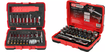 Jeu d'embouts de vissage et douilles 1/4' + Coffret d'extraction pour vis TORX® et 6 pans' KS TOOLS - 918.3005-A1