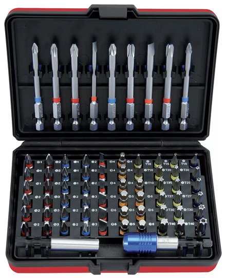 Jeu d'embouts de vissage à code couleur TORSIONpower® 1/4'', 71 pcs KS TOOLS - 918.3070