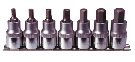 Rail de 7 douilles tournevis 6 pans, L.55 mm - 1/2'' - 5 à 14 mm KS TOOLS - 922.1320