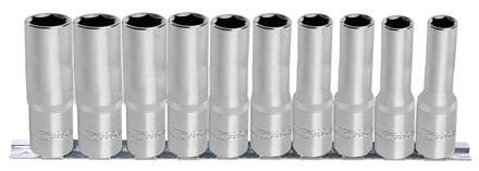 Jeu de 10 douilles tournevis 6 pans ULTIMATE® sur rail 1/4'', 4-13 mm KS TOOLS - 922.1458