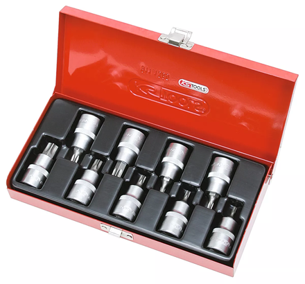 Coffret de 9 douilles tournevis TORX® percé 1/2'', T20 à T60 KS TOOLS - 922.1802