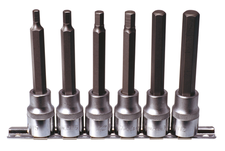 Rail de 6 douilles tournevis 6 pans, L.110 mm - 1/2'' - 5 à 12 mm KS TOOLS - 922.1819