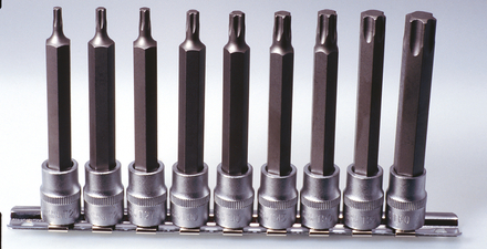 Rail de 9 douilles tournevis TORX® 1/2'', L.110 mm - T20 à T60 KS TOOLS - 922.1838