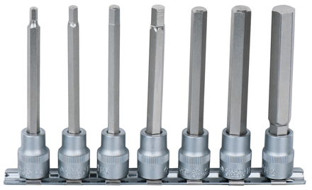 Rail de 7 douilles tournevis longues 6 pans 3/8'', 4 à 12 mm KS TOOLS - 922.3897