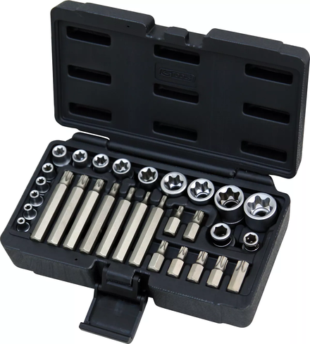 Coffret TORX®, 1/4'' - 3/8'' - 1/2'' - E4 à E24 - T20 à T55 - 30 pcs KS TOOLS - 922.4300