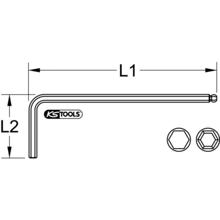 Clé mâle INOX 6 pans à tête sphérique longue - 6 mm KSTOOLS - 9640406