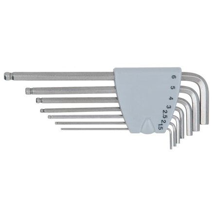Jeu de 7 clés mâles longues INOX 6 pans à tête sphérique KSTOOLS - 964.0415