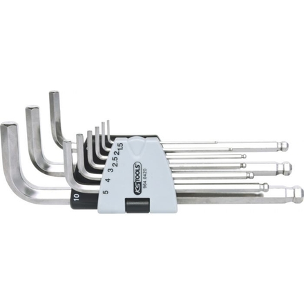 Jeu de 9 clés mâles longues INOX 6 pans à tête sphérique KSTOOLS - 9640420