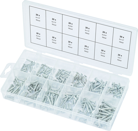 Assortiment de vis auto-taraudeuses métal et bois, 240 pcs KS TOOLS - 970.0410