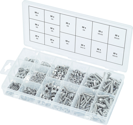 Assortiment de vis, rondelles et écrous en inox, 475 pcs KS TOOLS - 970.0510