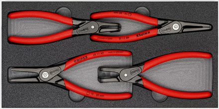 Lot de 4 pinces pour circlips (Modèle 48 / 49) sur plateau mousse pour servante KNIPEX - 002001V09