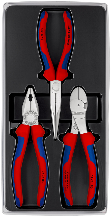 Jeu de 3 pinces chromees 'essentielles' KNIPEX - 00 20 11 V01