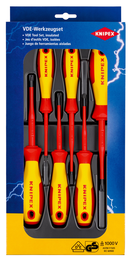 Assortiment de 6 tournevis isolés 1000V - SLIM - Fente et PlusMinus KNIPEX - 002012V05