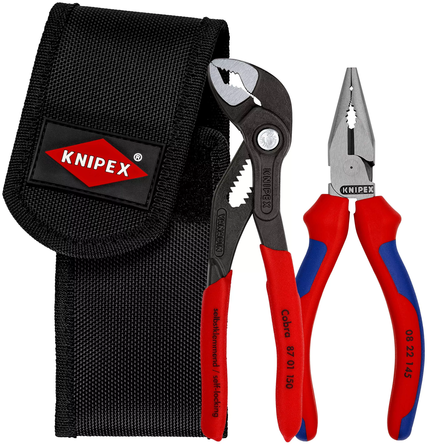 Mini-lot de 2 pinces en pochette ceinture Cobra® 150mm / Pince universelle 145mm KNIPEX - 002072V06