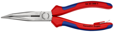 Pince à becs demi ronde 200mm avec tranchant KNIPEX antichute - 26 22 200 T