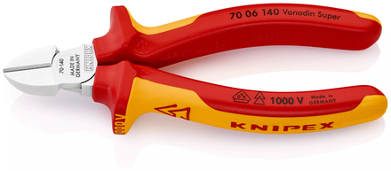 Pince coupante de côté 140mm - Gainage bi-matière - Chromée - Isolée 1000V KNIPEX - 7006140SB