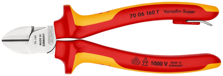 Pince coupante de côté 160mm chrome 1000v antichute KNIPEX - 70 06 160 T