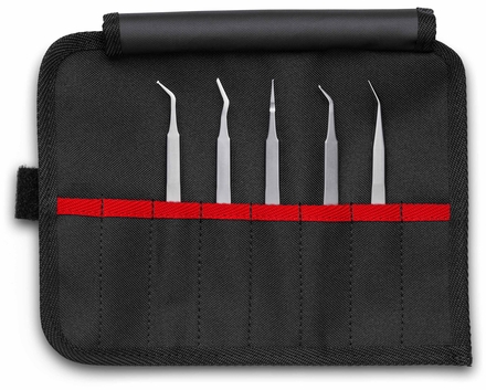 Lot de 5 pinces brucelles SMD en trousse tissu KNIPEX - 920003