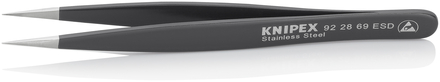 Brucelle de précision 130mm droite ESD Pointue - Acier inox antimagnétique KNIPEX - 922869ESD
