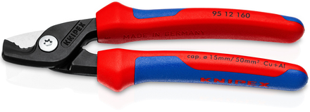 Coupe-câbles StepCut 160mm Ø15mm/50mm² - Sur carte - KNIPEX - 9512160SB