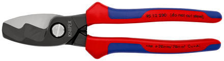 Coupe-câbles à double tranchants - 200 mm, câble ø20mm - KNIPEX - 95 12 200