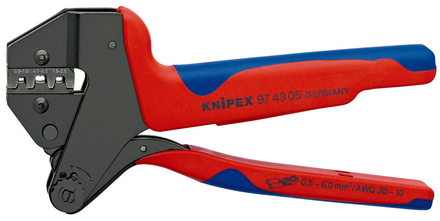 Pince à sertir universelle 200mm + matrice cosses à fût ouvert 0,5 à 6mm² KNIPEX - 974305