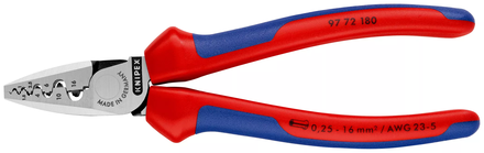 Pince à sertir pour embouts de câble 0,25-16mm² - 180 mm - KNIPEX - 97 72 180