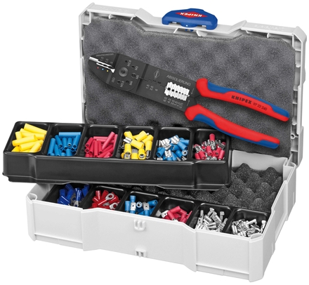 Coffret assortiment de sertissage pince à sertir 97 22 240 et cosses pré-isolées KNIPEX - 979025
