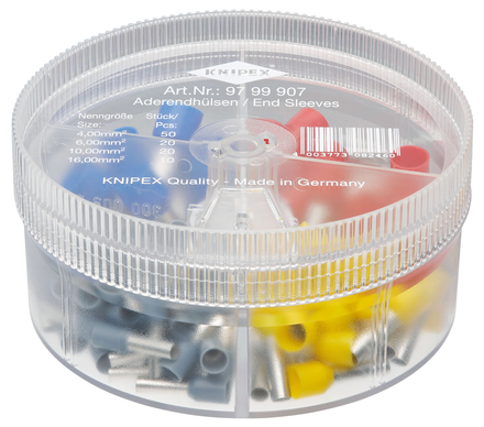 Boite d'assortiment d'embouts isolés 50 x 4mm² - 20 x 6 / 10mm² - 10 x 16mm² KNIPEX - 9799907