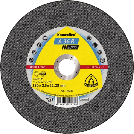 25 Disques à tronçonner KT SUPRA A36R S GER 180X2,5X22,23 KLINGSPOR - 123209