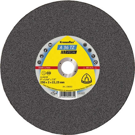 25 Disques à tronçonner KT SPECIAL A36TZ S GER 230X2X22,23 KLINGSPOR - 136552