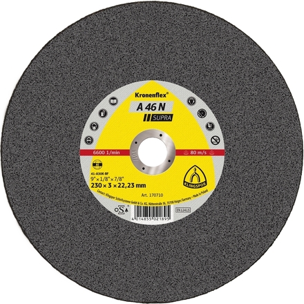 25 Disques à tronçonner KT SUPRA A46N S GER 230X3X22,23 KLINGSPOR - 170710