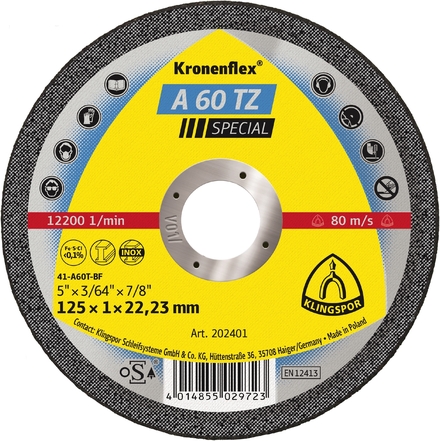 25 Disques à tronçonner KT SPECIAL A60TZ S GER 100X1X16 KLINGSPOR - 202402