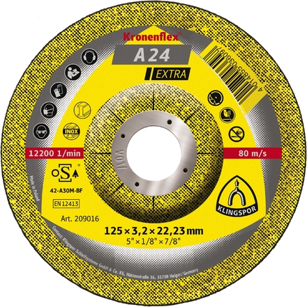 25 Disques à tronçonner KT EXTRA A24EX S GEK 125X3,2X22,23 KLINGSPOR - 209016