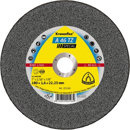 25 Disques à tronçonner KT SPECIAL A46TZ S GER 180X1,6X22,23 KLINGSPOR - 221161