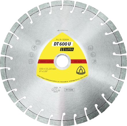 Disques à tronçonner diamantés DT SUPRA DT600U S 230X2,6X22,23 30K 9 KLINGSPOR - 322634
