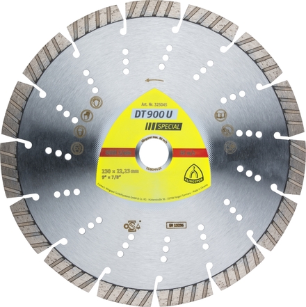 Disques à tronçonner diamantés DT SPECIAL DT900U S 230X2,6X22,23 15ST 1 KLINGSPOR - 325045