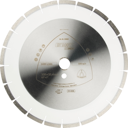 Disques à tronçonner diamantés DT SPECIAL DT900U S 300X2,8X25,4 18W 10 KLINGSPOR - 325053