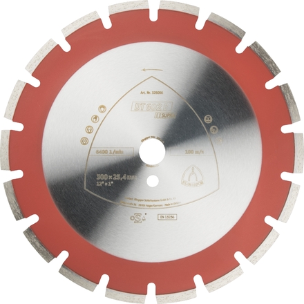 Disques à tronçonner diamantés DT SUPRA DT602B S 300X2,8X25,4 18W 9 KLINGSPOR - 325056