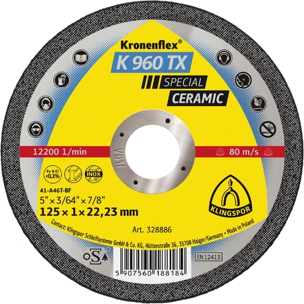25 Disques à tronçonner KT SPECIAL K960TX S GER 115X1X22,23 KLINGSPOR - 328885