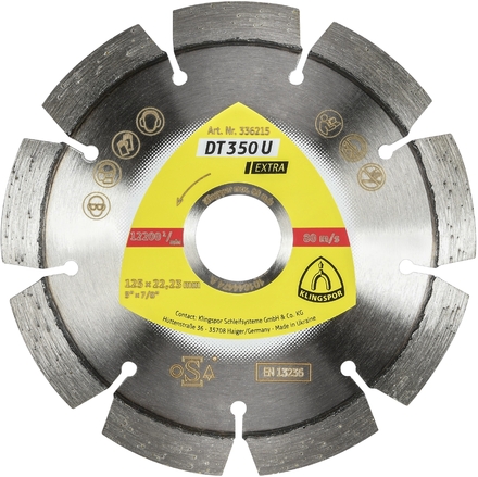 Disques à tronçonner diamantés DT EXTRA DT350U S 125X2,4X22,23 9S 10 KLINGSPOR - 336215