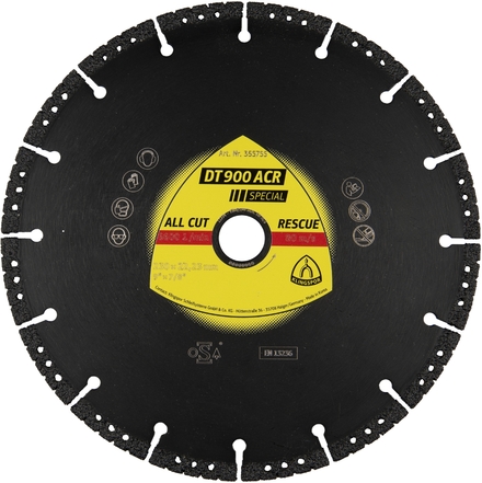 Disques à tronçonner diamantés DT SPECIAL DT900ACR S 115X2,5X22,23 VG 1 KLINGSPOR - 355723