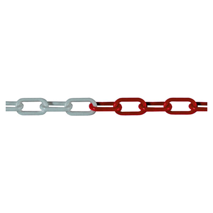 CHAÎNE D8MM PLASTIQUE ROUGE BLANCHE 25M - LEVAC - 2045B
