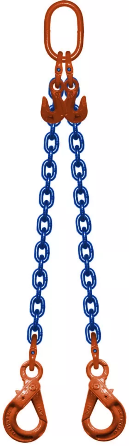 Élingue chaîne grade-100 d.7 mm 2 brins cmu 2,65 t réglable + crochets v.a. LEVAC - 4306AG100