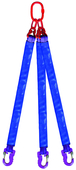 Élingue ronde 3 brins cmu 2,1 t anneau + crochets lg. 1 m (angle 0 à 45°) LEVAC - 4433A10