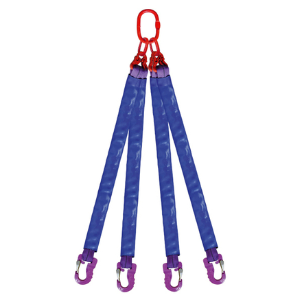 ÉLINGUE RONDE 4 BRINS CMU 10 T ANNEAU + CROCHETS LG. 12 M (ANGLE 0 à 45°) LEVAC - 4434E120