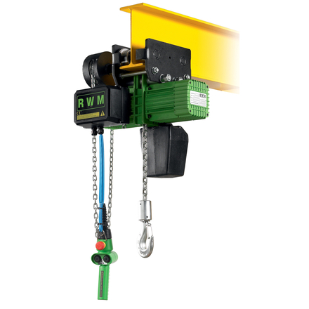 Palan électrique chariot a chaîne 1500 kg 1 brin vitesse 2/8 m/mn levée 3 m RWM - 6053E28CM