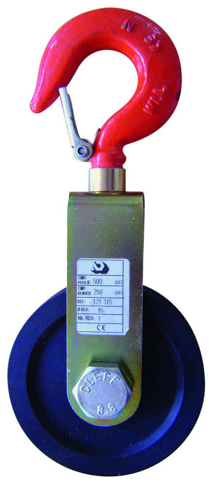 Poulie a corde a chape ny cmu 500 kg réa nylon d.95 mm corde d.20/22 mm LEVAC - 7060BNY
