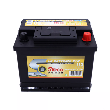 Batterie 12V 60Ah 600A 242x175x190 systeme start&stop stecopower - 112